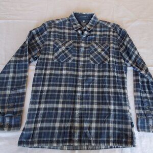 Kuhl Dillingr Long Sleeved Shirt Men's medium, plaid blue white black hiking